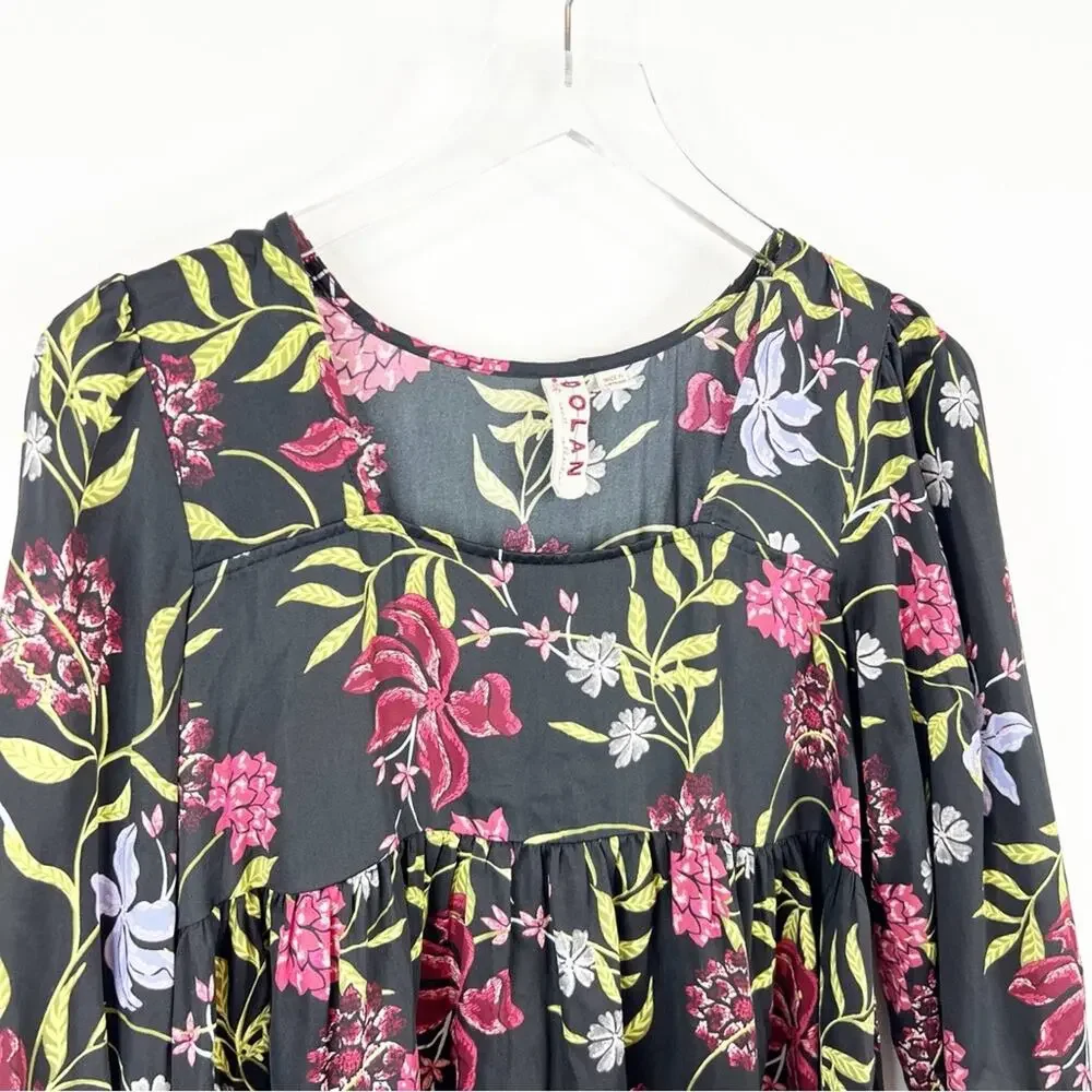 Anthropologie Dolan Cherie Floral Satin Babydoll Blouse Women's‎ XS Cottagecore